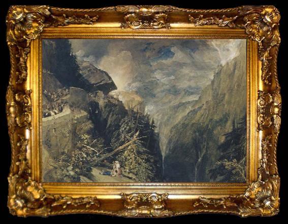 framed  Joseph Mallord William Truner The Battle of For Rock Val d Aouste,Piedmont (mk47), ta009-2